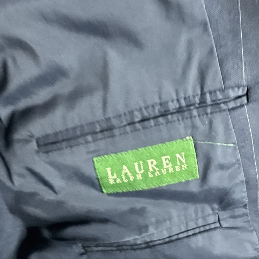 Lauren Ralph Lauren‎ Blazer Sport Coat Jacket 100% Wool Navy Blue 44L 2 Button